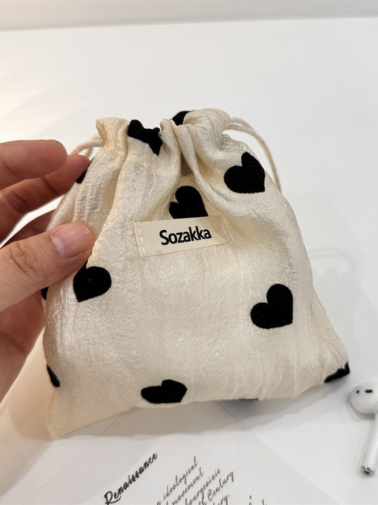 36252 Champagne Love Bundle Pocket Drawstring Small Object Storage Bag Cloth Bag Student Sundries Portable Wash Bag