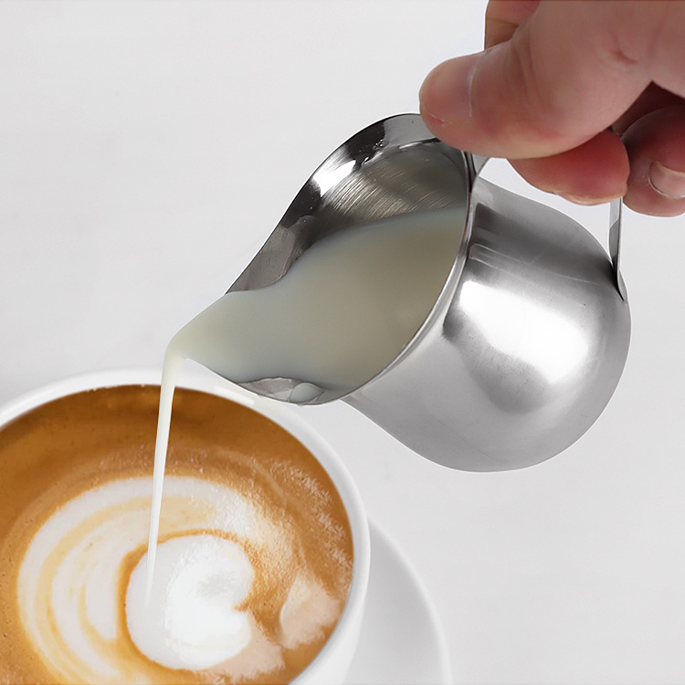 Stainless Steel Small Milk Tank Espresso Ounce Pull Flower Cup Measuring Cup Honey Milkshake Pot Milk Cup Western-style Juice Ducker Sauce Cup