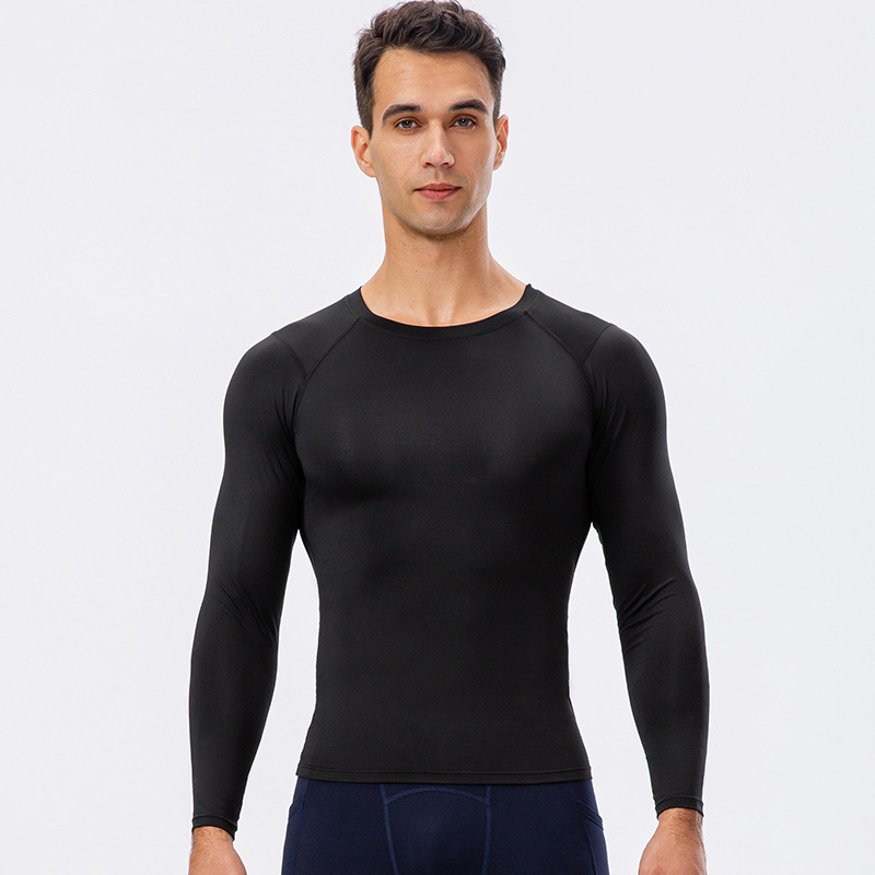 Men's Autumn and Winter New Sports Long-sleeved Outdoor Running Tight-fit Training T-shirt High Elasticity Quick-drying Fitness Suit 11515