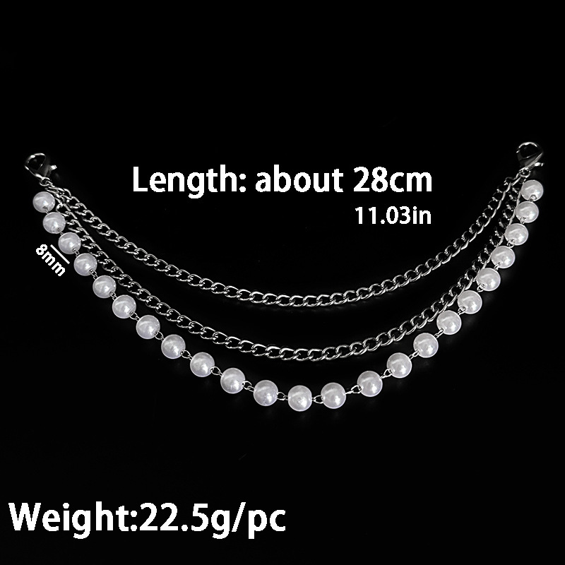 Multi-layer all-match Pearl stainless steel chain shoe accessories detachable design canvas shoes Martin boots shoe chain accessories