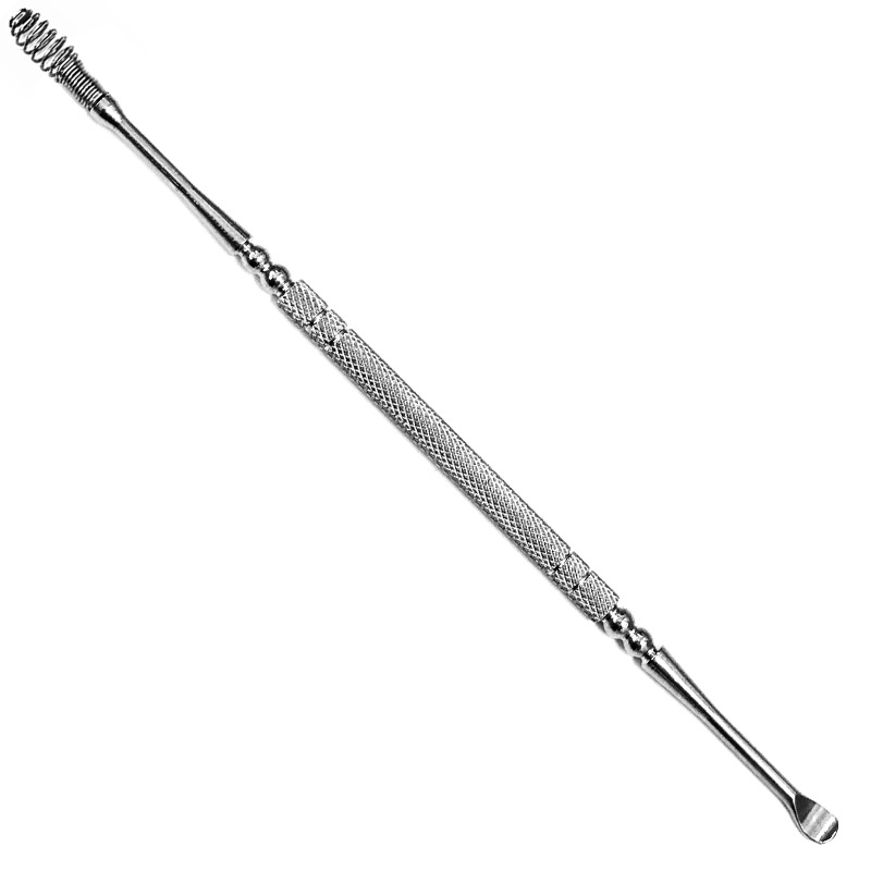 Mirror light double-headed spring ear digger flower rub ear digger stainless steel spring gourd-shaped flower rub ear pick ear pick