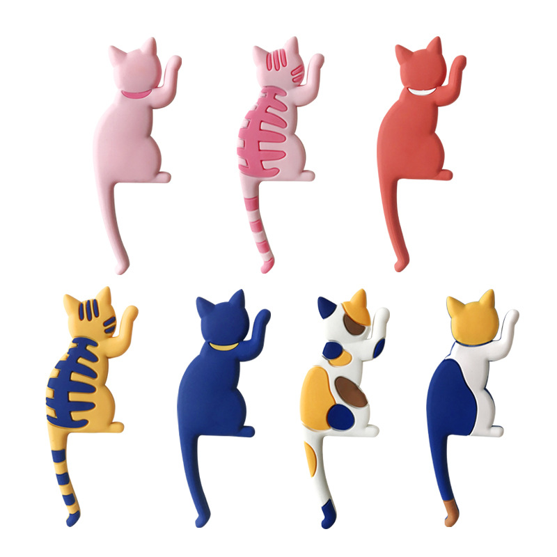 New cross-border cute cat tail refrigerator sticker hook seamless refrigerator sticker clothes hook storage home supplies decoration