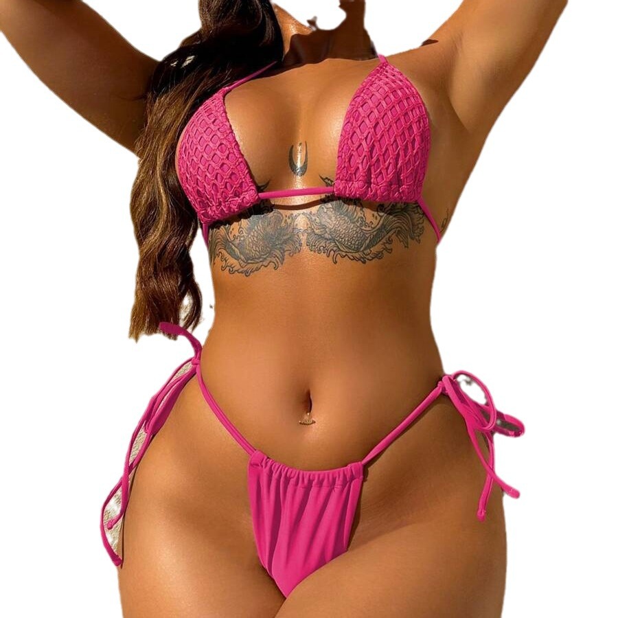 2024 new swimsuit European and American sexy bikini mesh skirt three-piece split women's swimsuit bikini