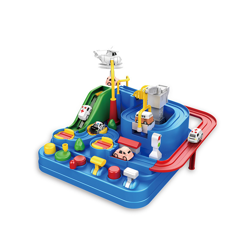 Car Breaking Through Big Adventure Rail Car Police Car Fire Truck Model Board Game Children's Educational Toys Boys and Girls