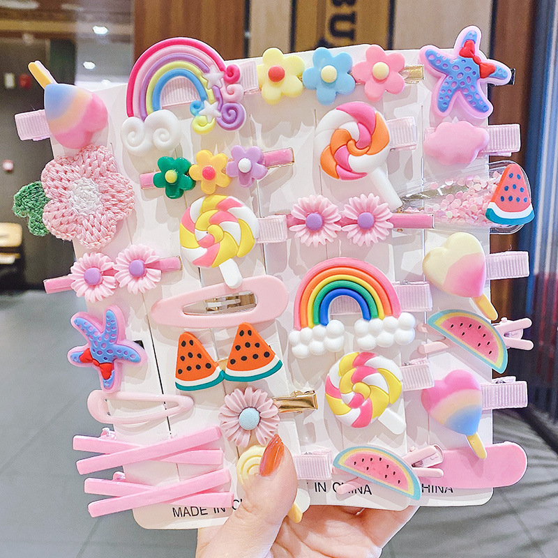 Korean style children's hairpin cartoon hair accessories suit cute hairpin handmade dopamine girls' headdress wholesale free shipping