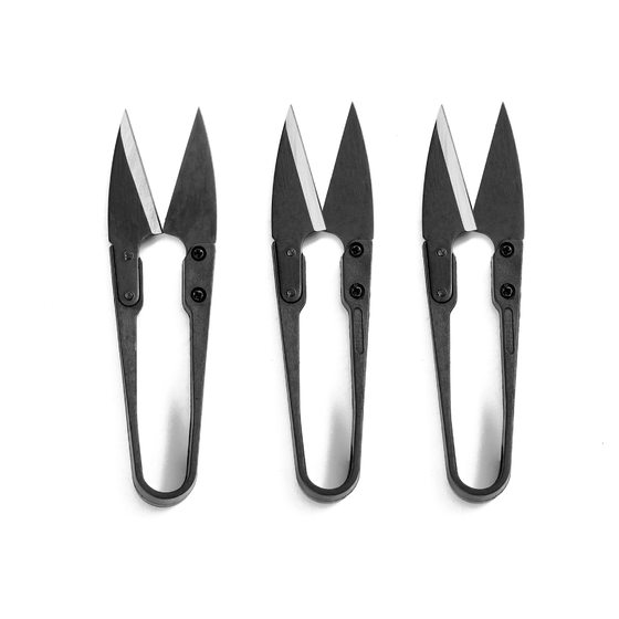 Small scissors for cutting thread ends wholesale U-shaped sewing thread repair cross stitch DIY yarn scissors plastic black thread ends scissors