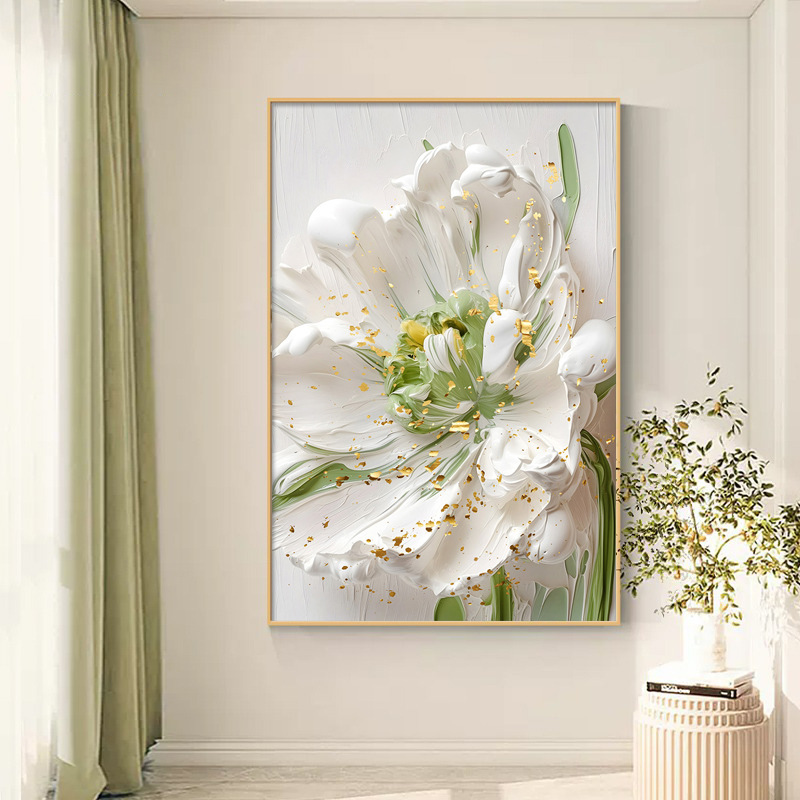 Nordic cream style lush branches and leaves living room decorative painting flower texture corridor mural sofa background wall hanging painting