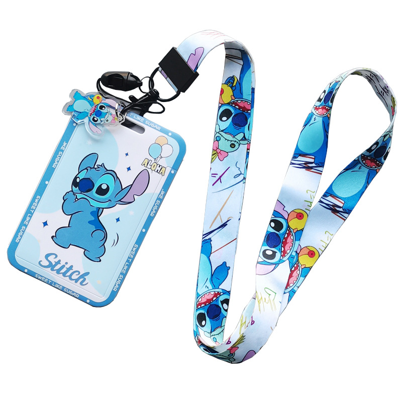 Cartoon Cartoon hard bus push card holder thermal transfer printing student campus card polyester lanyard work card meal card stitch