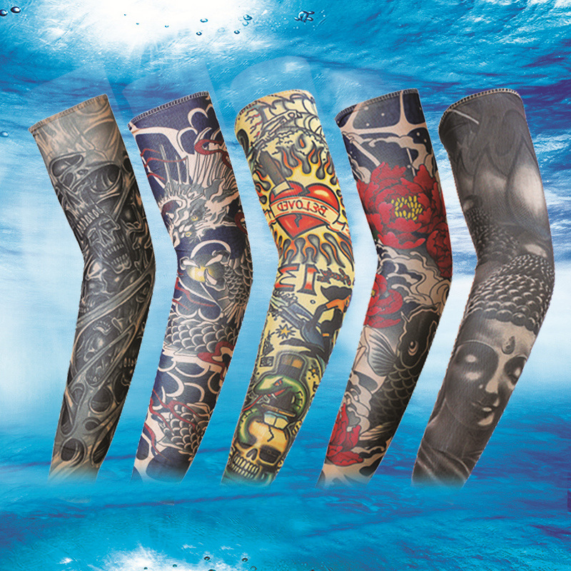 Wholesale tattoo sleeve flower arm sleeve tattoo men's and women's ice cool sleeve summer riding driving sun protection arm sleeve hand sleeve