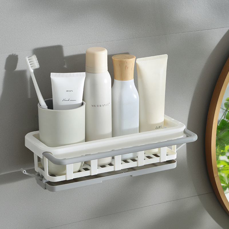 Kitchen Rack Storage Rack Draining Punch-free Storage Rack Wall-mounted Seasoning Shelf Household Draining Basket Sink