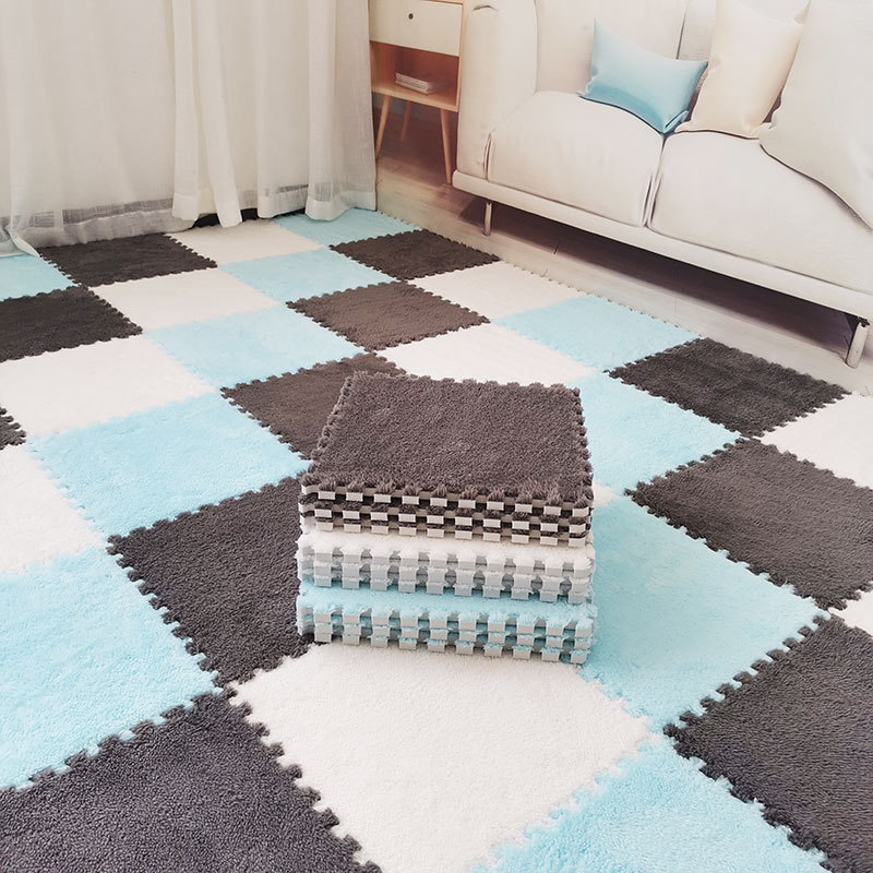 Cross-border Foam Puzzle Mat Suede Patchwork Carpet Fluffy Carpet Bedroom Carpet Machine Washable Padded Mat