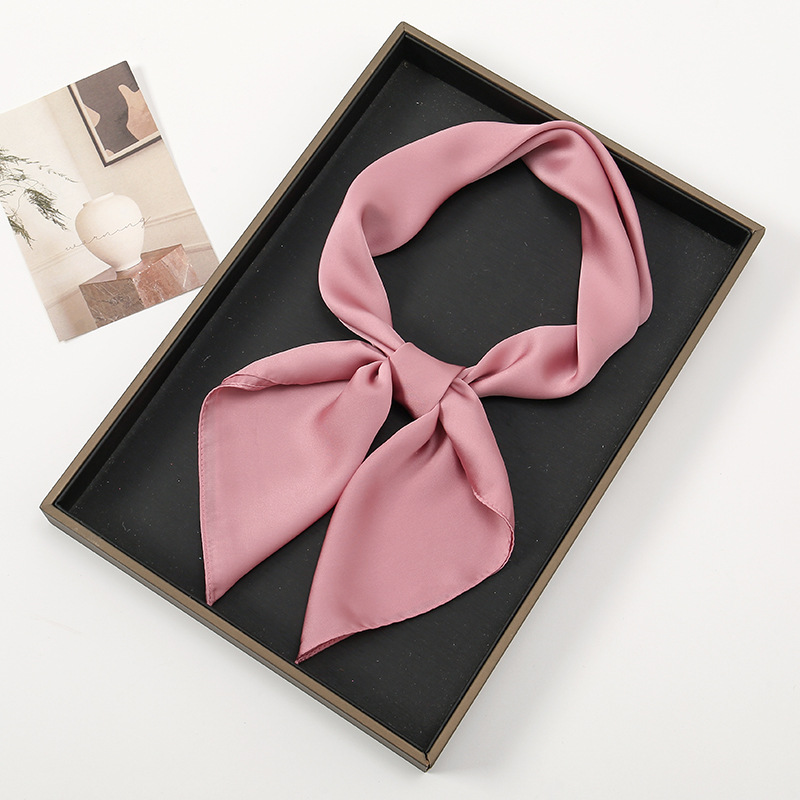Summer Thin Scarf Clear Color Plain Elegant Small Square 70 Medium Square Scarf Plain Silk Scarf Satin Square Scarf