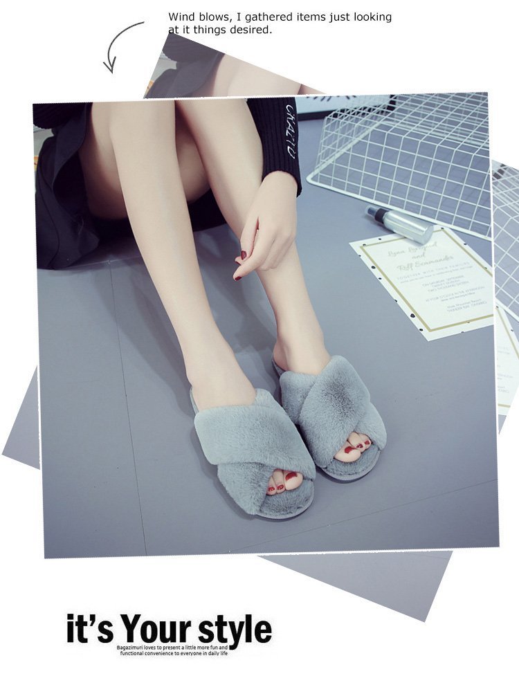 Pantofole Cross Mao Mao da donna invernali commercio estero taglia 43 casa peluche punta aperta caldo cotone da cucire all'ingrosso_voghion.com