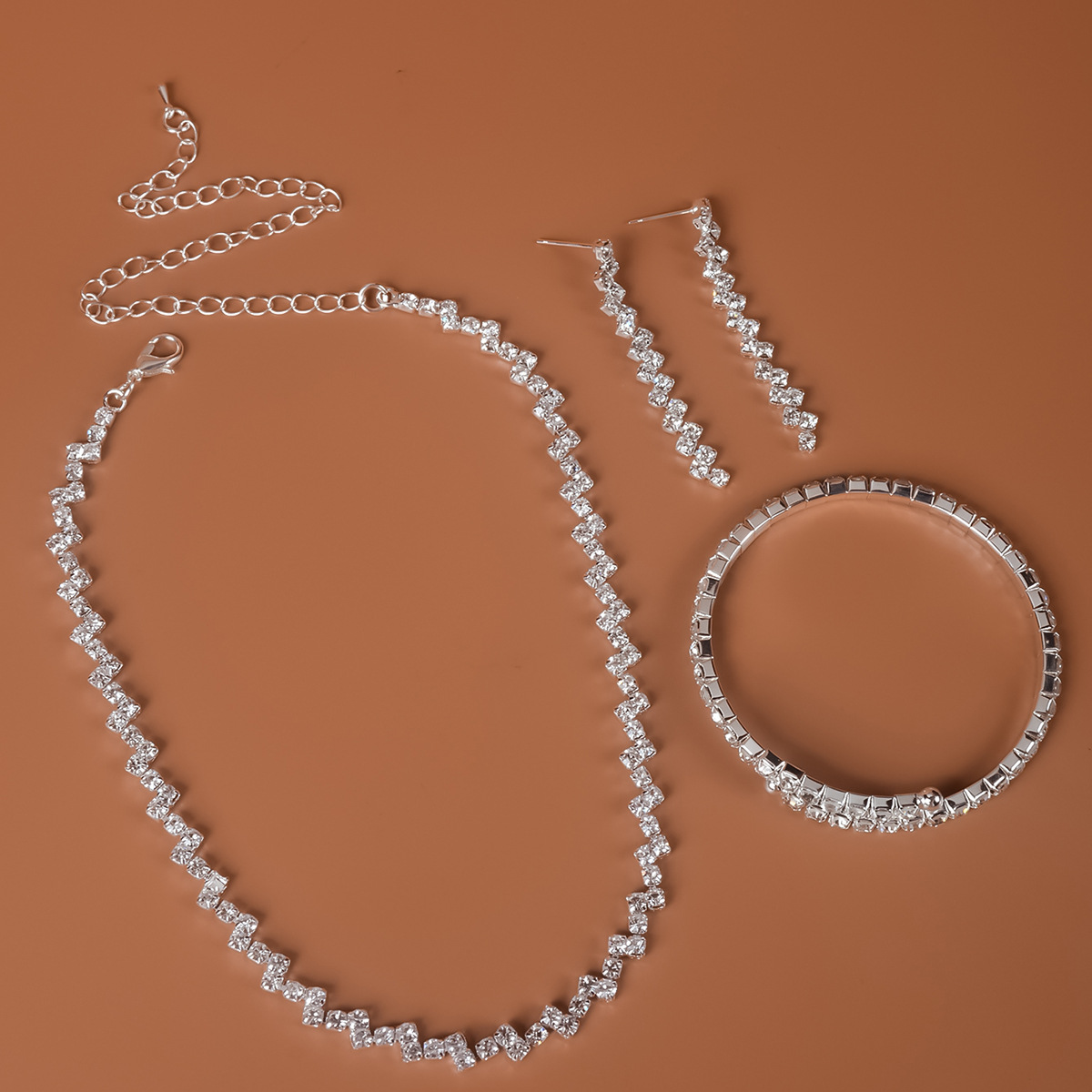 Three-Piece Mid-East Fashion Jewelry Set Wave Water Flow Necklace Dress Accessory Unisex Dress Accessory Manufacturer's Promotion