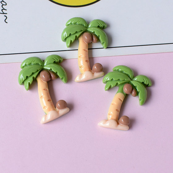 Hot sale Hawaiian black skin cat hole shoes accessories diy coconut tree resin wholesale pj1065