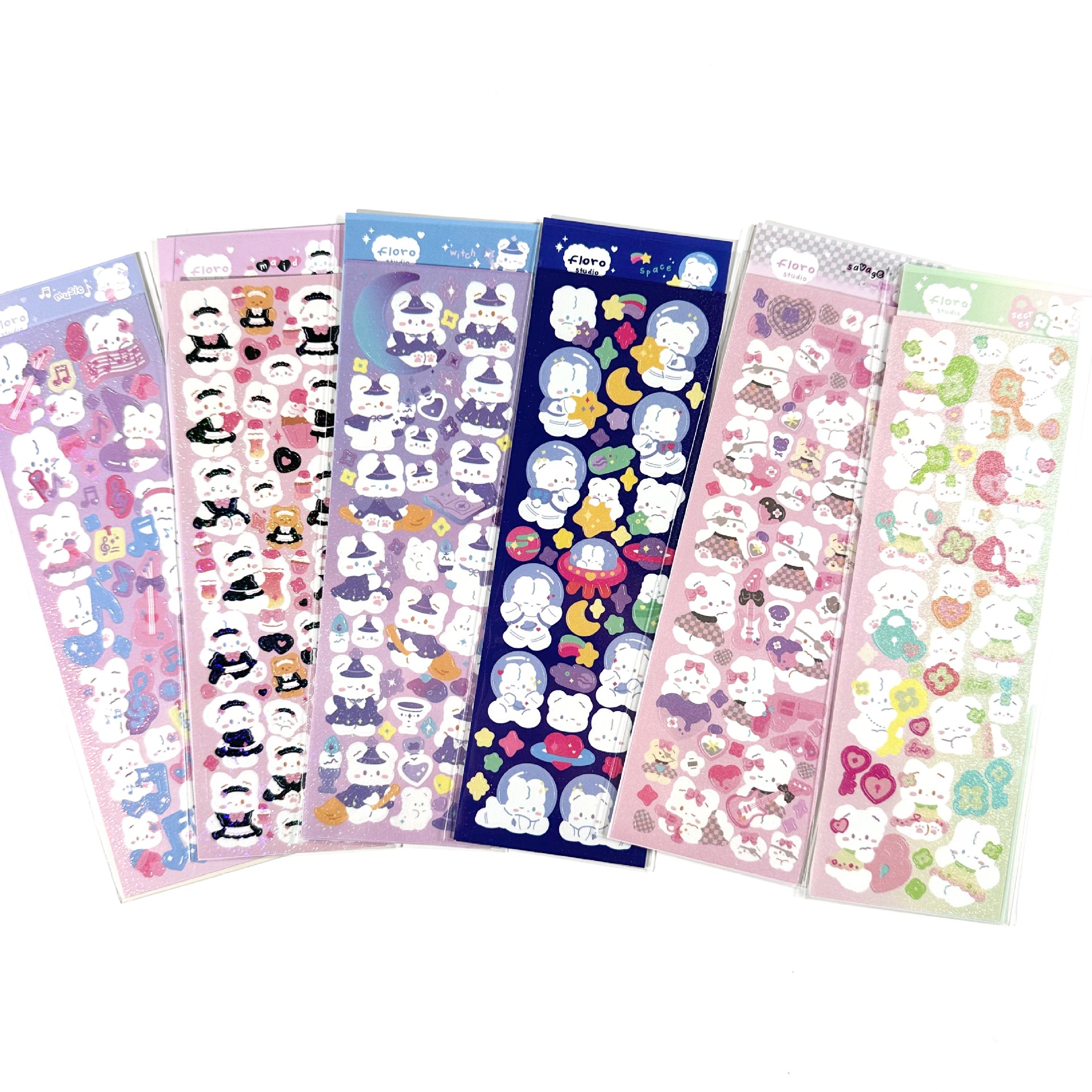 Wholesale Korean Floro Little Rabbit Sticker, Korean Style Laser Cute Cartoon Animal Notebook Gukka Sticker