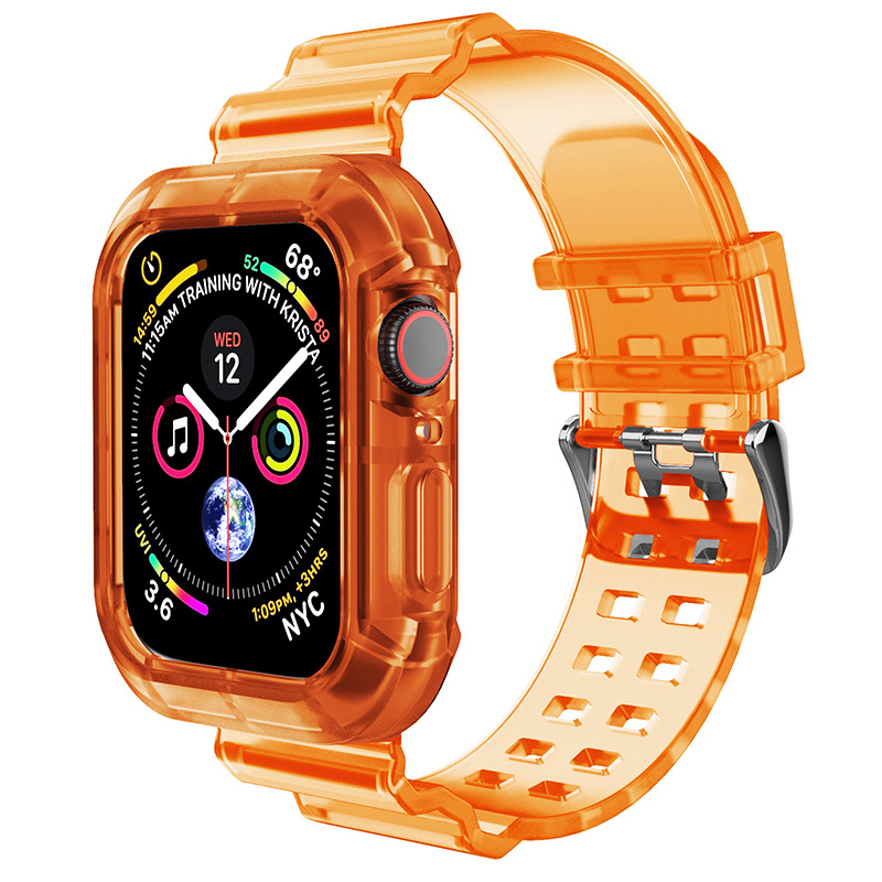Applicable to Apple Integrated TPU Strap Apple watch8 Transparent Glacier Strap iwatch7/6/5/4 Cross Border