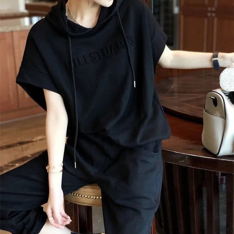 Cotton [spot] Foreign style sports suit women's fashion casual two-piece elegant spring and summer slim new European station