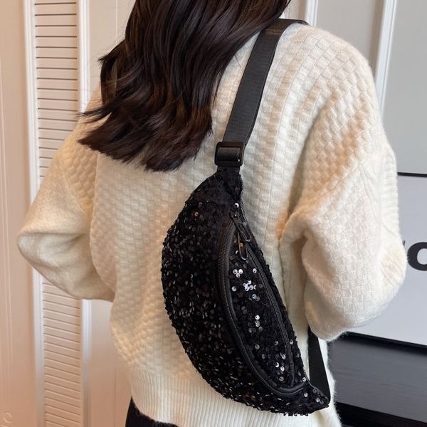 New sequined cross-border shoulder bag Tang Nier wholesale Western style casual waist bag artistic commuter women's small chest bag fashion
