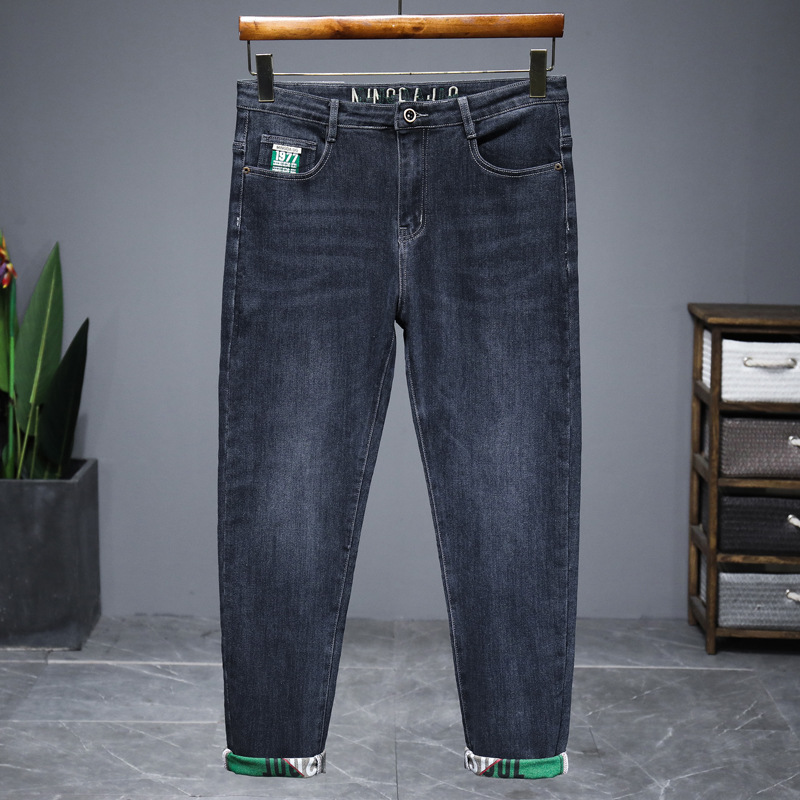 2025 Summer New Ice Silk Thin Jeans Men's Straight Slim-Fit Stretch Casual Trendy Men's Trousers