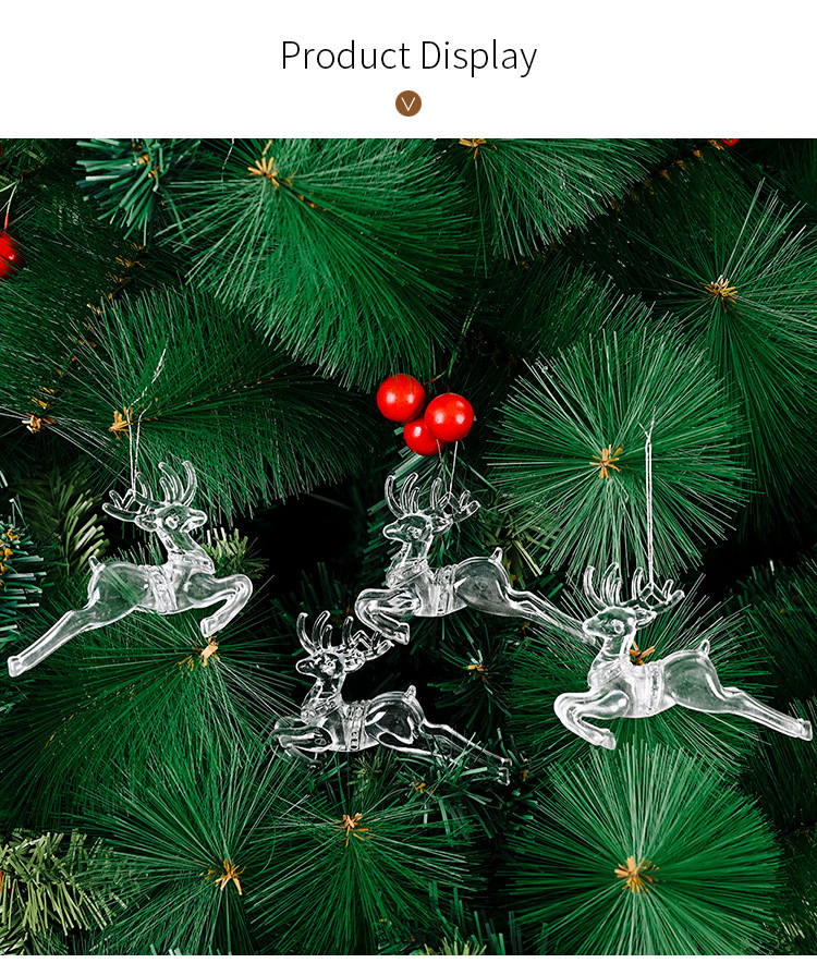 Weihnachtsbaum-Dekoration, transparenter Schneeflocken-Anhänger, kreative neue Hirsche zum Aufhängen, Weihnachtsbaum-Dekoration_voghion.com