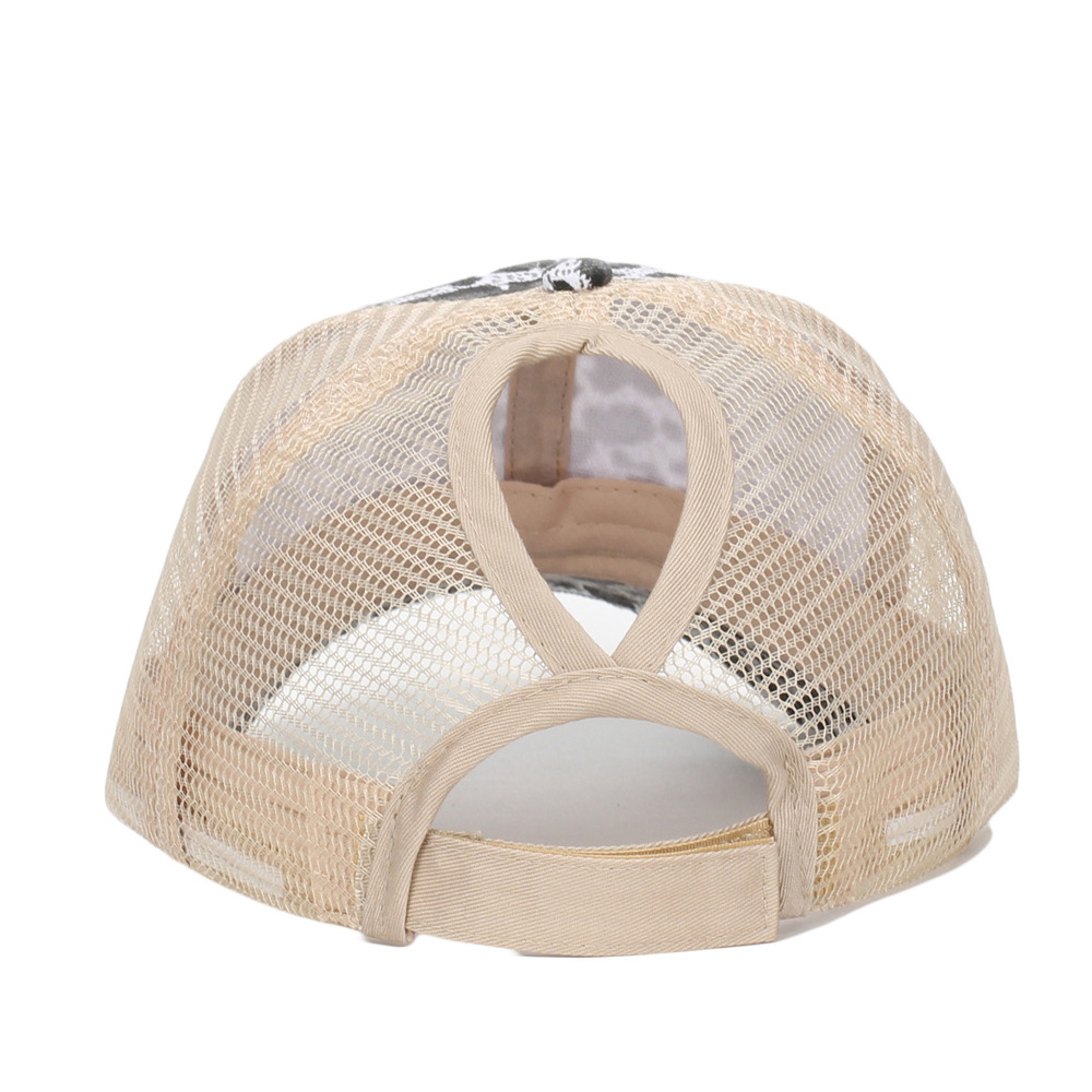 Foreign trade new European and American leopard print high ponytail baseball cap outdoor fashion sunshade camouflage net cap curved eaves cap