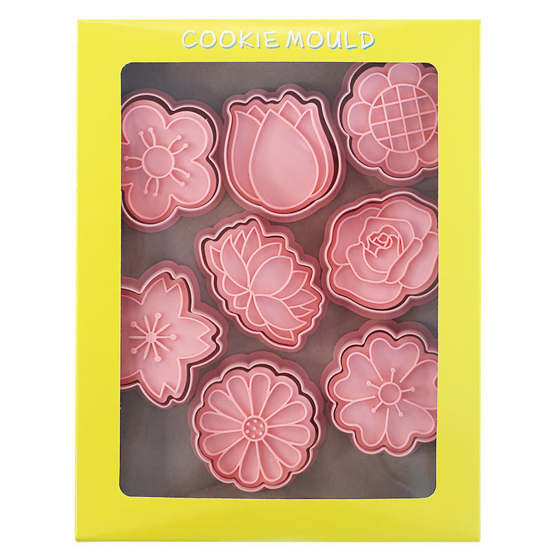 Flower Cookie Mold Chrysanthemum Cherry Blossom Plum Blossom Cartoon Fondant Cake Baking 3d Cookie Molding Tool
