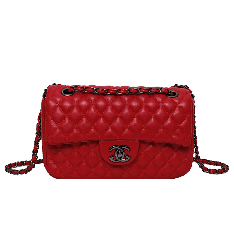 Lingge Women's Bag 2022 New Large Bag Chain Crossbody Chanel Style Lock Flap Square Backpack Shoulder Bag