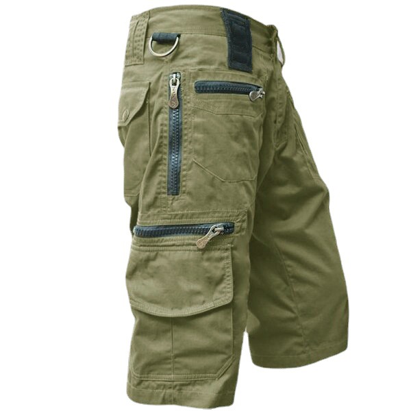 Cross-border Cropped Pants Men's Loose Straight Summer Large Size Fashionable Casual Mid-length Pants Multi-bag Pure Cotton Tooling Shorts Men's