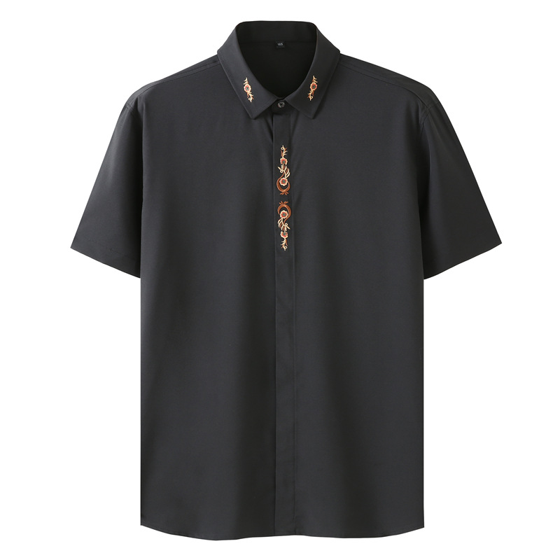 AliExpress plus size Short-sleeved Shirt Men's Summer Thin Micro-elastic Business Casual Plus Large Fat Big Brother Embroidered Shirt