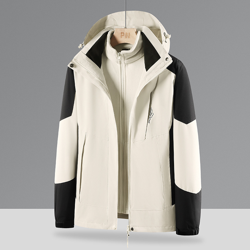 Couple's Rush Clothes Men's and Women's Three-in-One Removable Windproof Waterproof Velvet Thickened Breathable Warm Outdoor Ski Suit