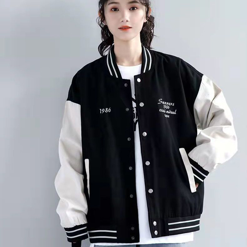 Baseball Suit Jacket Girl's Spring and Autumn 2023 New Junior High School High School Students Korean Loose Embroidered Jacket Top
