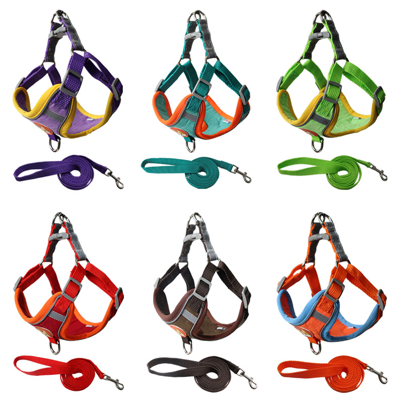 New pet chest strap deerskin velvet strap reflective breathable rope pet traction manufacturers wholesale large favorably