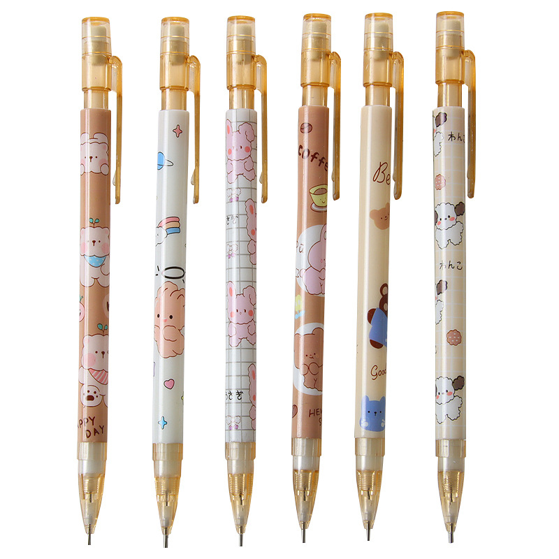 High color value automatic pencil cute student stationery activity pencil cartoon bear rabbit lead-free painting press pencil