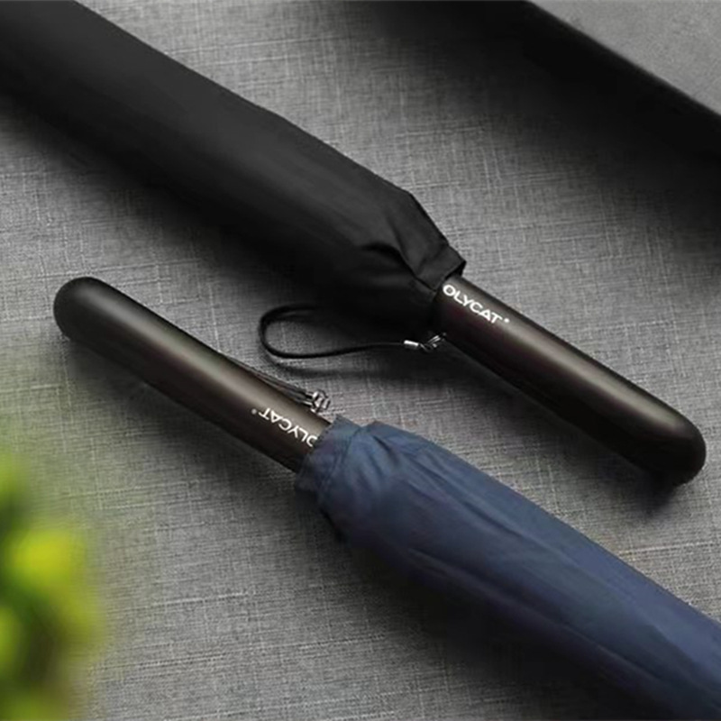 OLYCAT Long Handle Umbrella 24-Bone Reinforced Strong Anti-Storm Retro Solid Wood Handle Dual-Use Business Sunny Umbrella for Men and Women