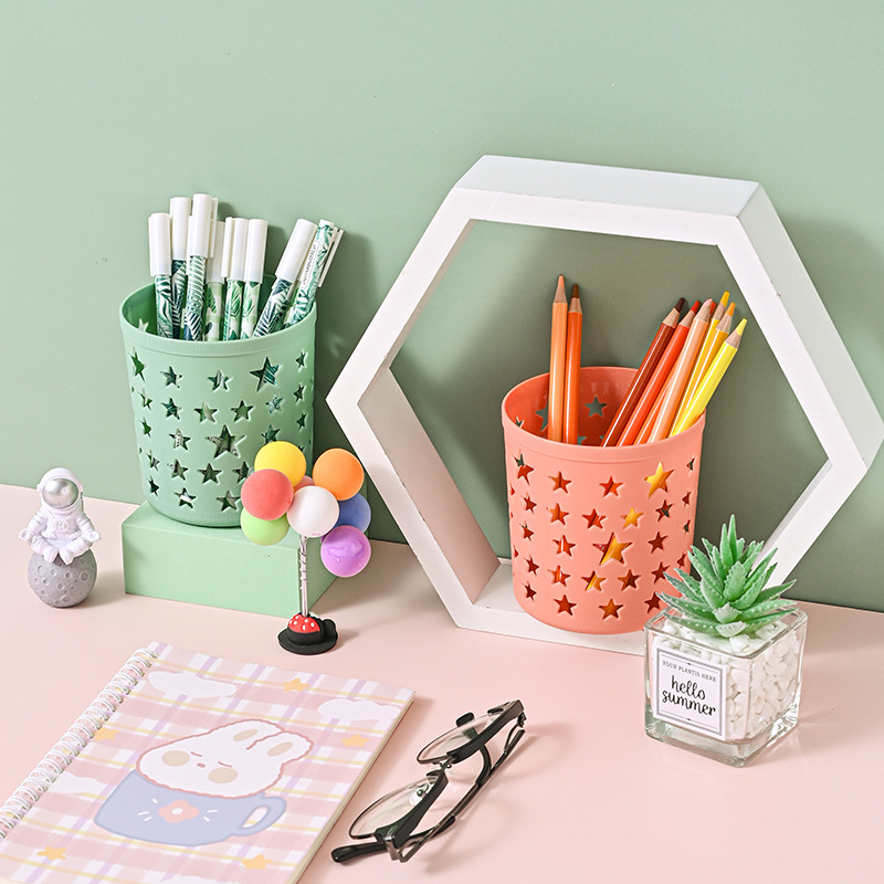 Creative Fashion Cute Pen Holder Korean Student Fresh Stars Desktop Office Storage Box Stationery Desktop Ornaments