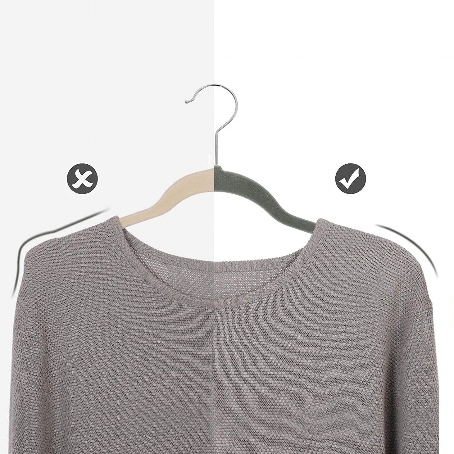 [Cross-border exclusive] 45cm flocking hanger adult clothes hanger flannel plastic hanger magic clothes rack