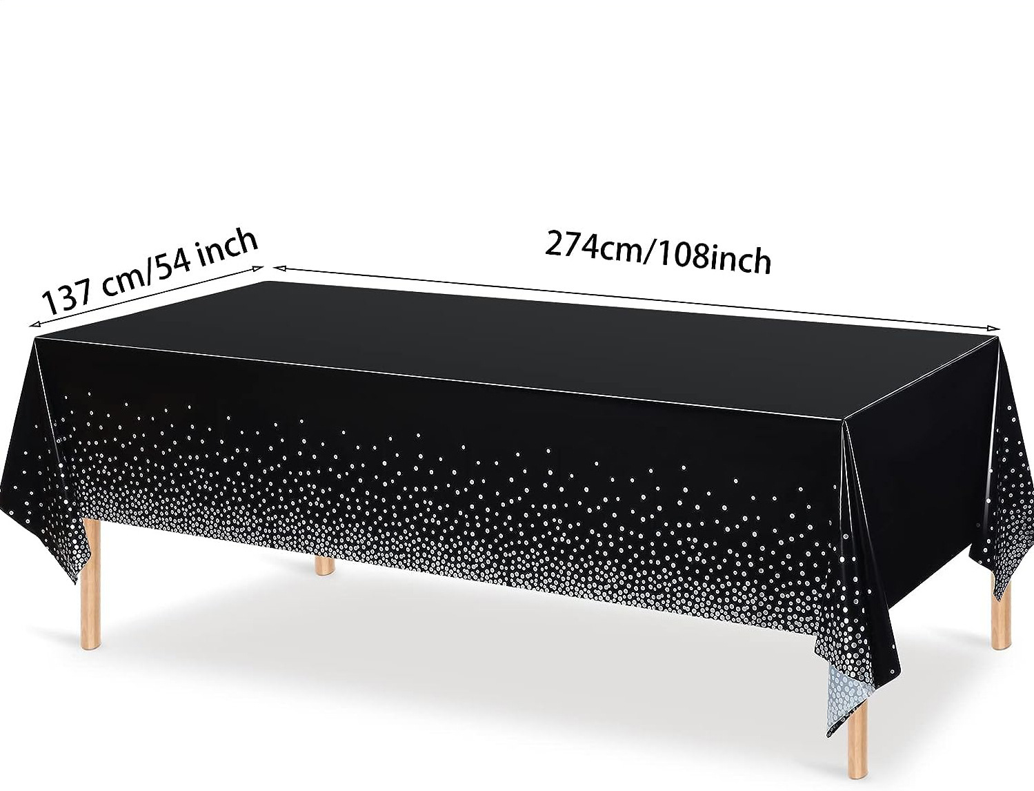 Cross-border in stock black background silver powder tablecloth Party festival tablecloth waterproof oil-proof black gold powder tablecloth factory