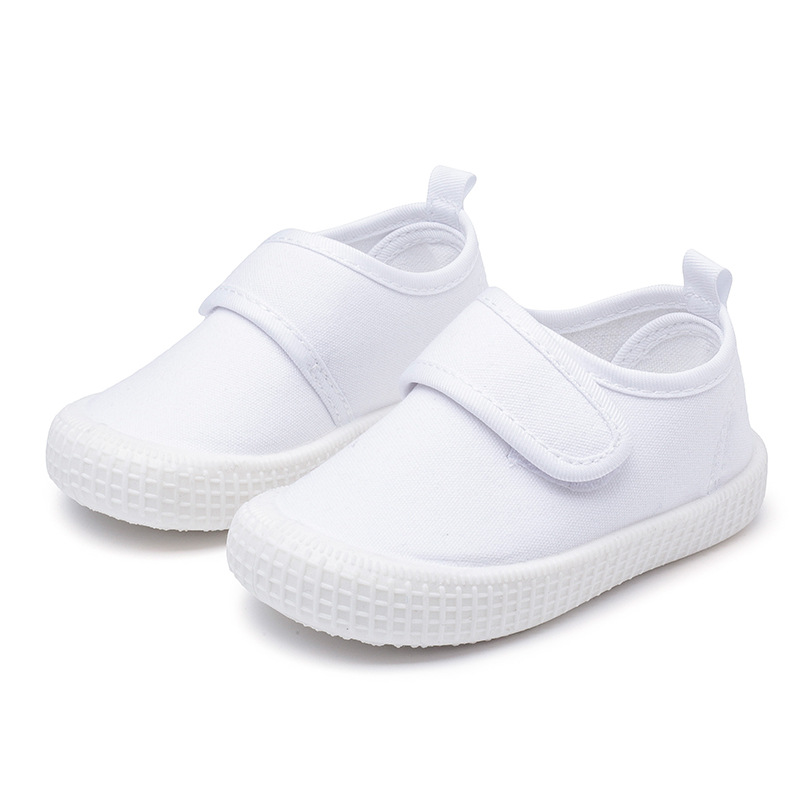 Children's Canvas Shoes Girls White Shoes Boys Sports Shoes White Shoes Kindergarten Indoor Primary School Students White Sneakers