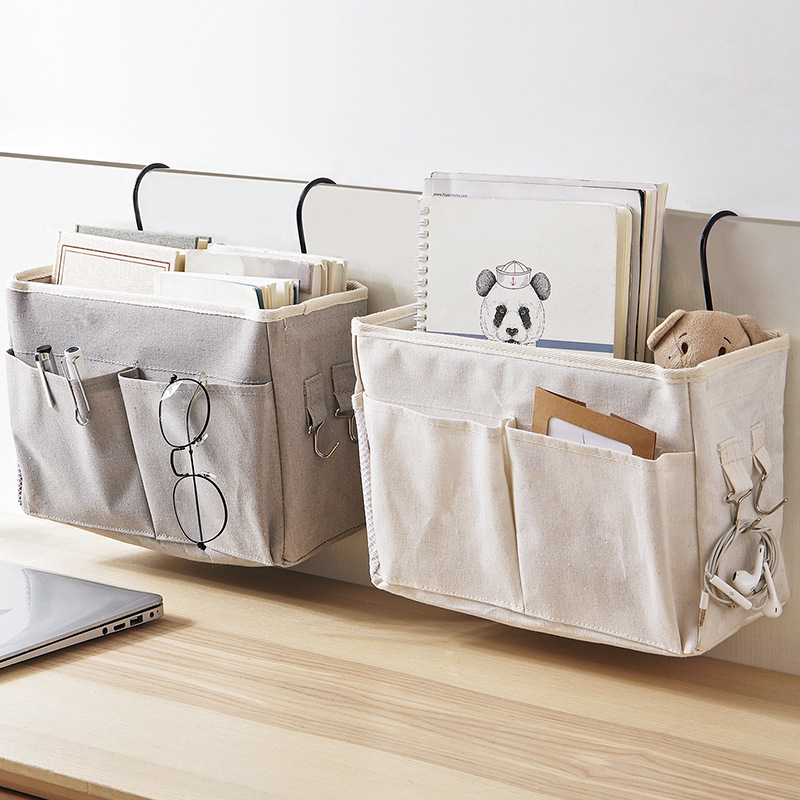 Multifunctional bedside hanging bag college student dormitory bedside fabric hanging basket bedside depot bed debris storage tool