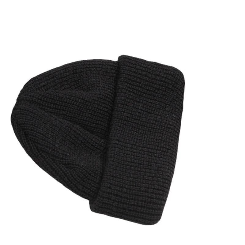 2023 knitted hat women's new warm melon hat solid color retro wool round top hat short outdoor autumn and winter hat