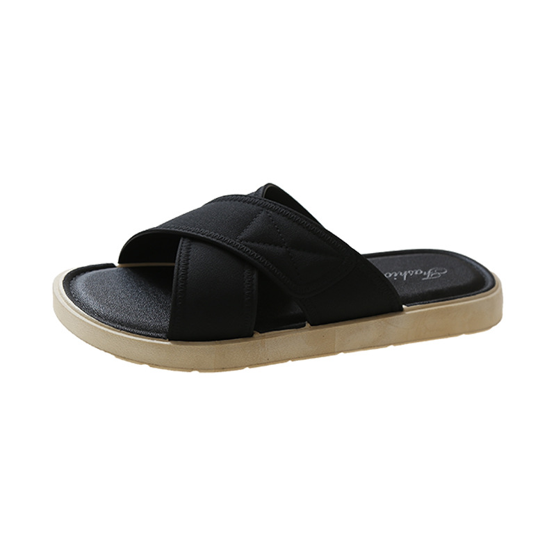 Slippers Women's Summer Wear 2024 Korean Style Casual Internet Popular Soft Bottom Cross Belt Fairy Wind Beach One-word Lazy Slippers