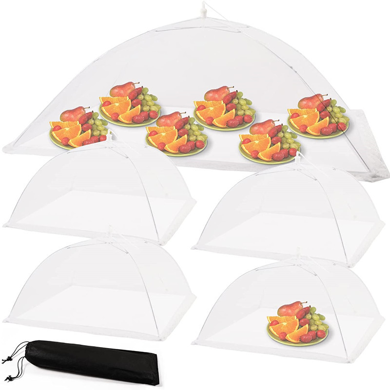 Folding Food Cover Vegetable Cover Large Detachable and Washable White Mesh Dust Cover Vegetable Umbrella