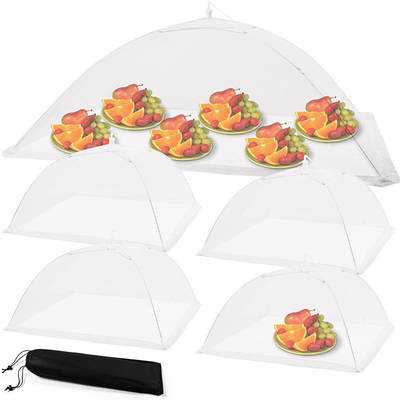 Folding Food Cover Vegetable Cover Large Detachable and Washable White Mesh Dust Cover Vegetable Umbrella