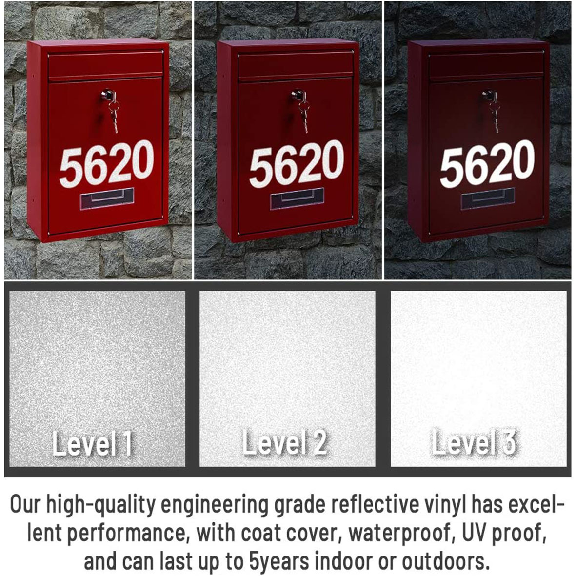 Foreign trade hot-selling reflective digital waterproof label mailbox mailbox number decal retro classic style digital sticker