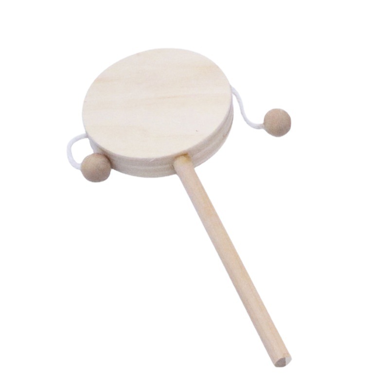 Children's creative DIY handmade rattle toys can be their own hand will pattern white embryo rattle graffiti Wood