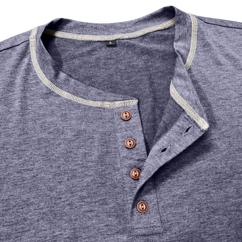 2024 Men's Wear Fall/Winter plus size Men's Long-sleeved T-shirt Men's Henry Shirt Four-button Top