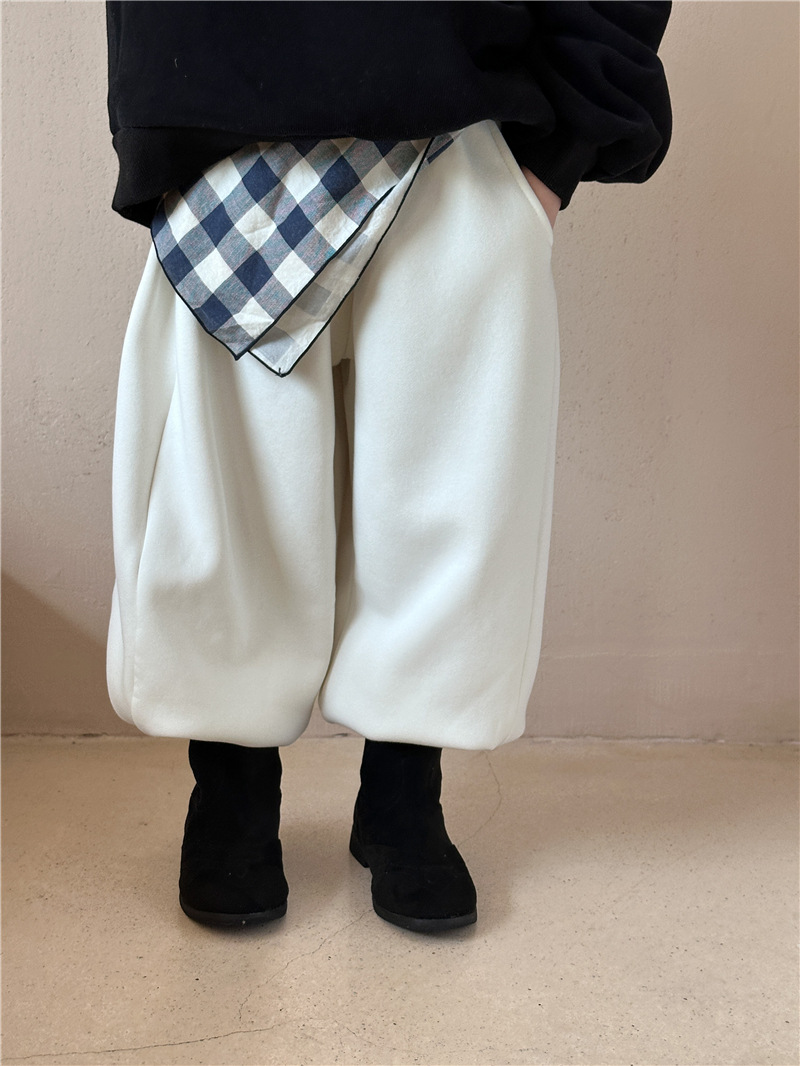 2024 Winter New Children's Wear Korean Style Children's fleece-lined Sweatpants Loose Casual One-piece Velvet Sports Pants for Boys and Girls