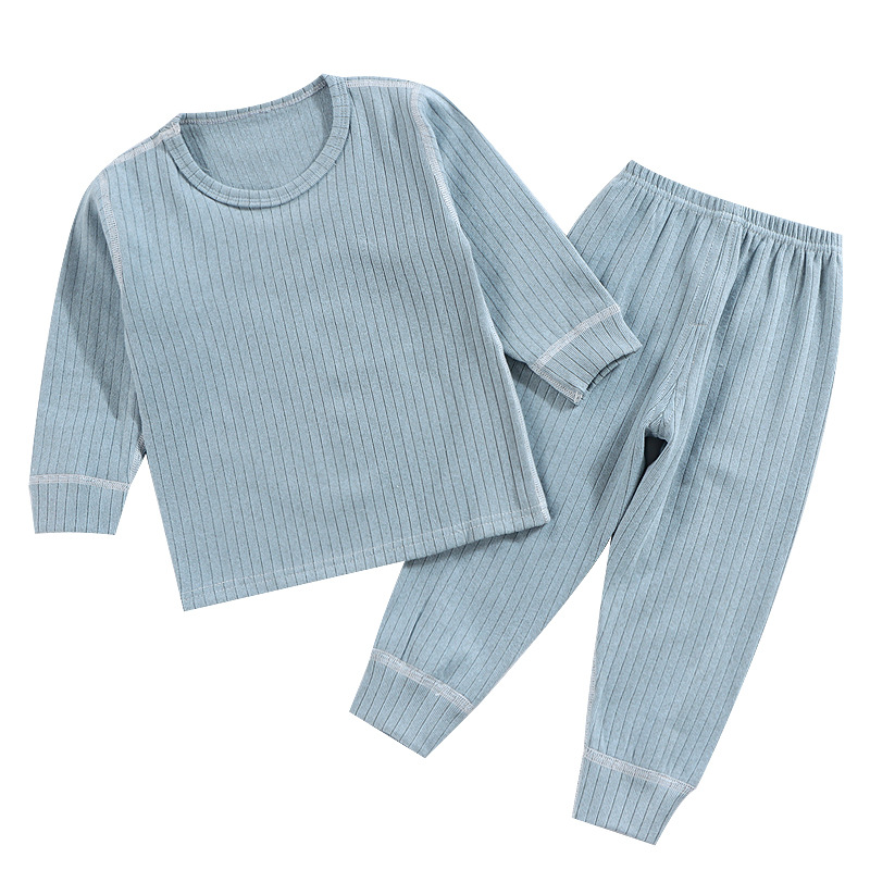 Children's Boneless Base Shirt Spring and Autumn Mid-Large Children's Autumn Clothes Autumn Trousers Baby's Simple Home Clothes Boys and Girls Round Neck Pajamas