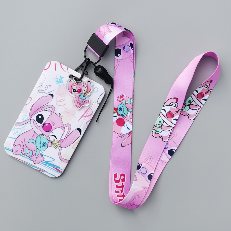 Cartoon Cartoon hard bus push card holder thermal transfer printing student campus card polyester lanyard work card meal card stitch